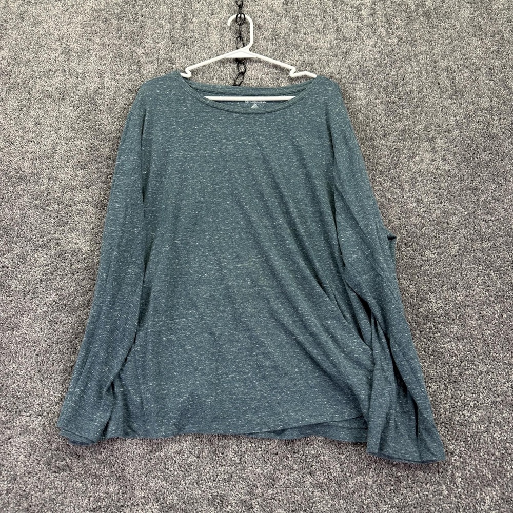 Northcrest Shirt Womens 3X Blue Long Sleeve Tagless Crew Neck Tee Casual Basic